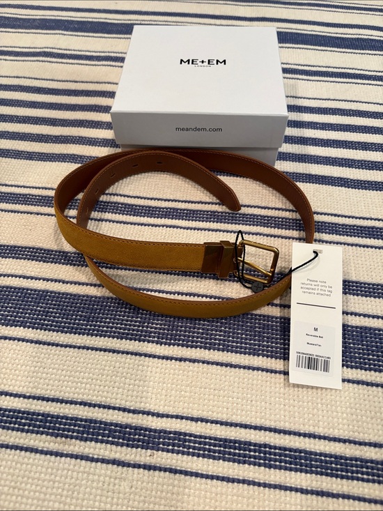 ME+EM Accessories - NWT ME+EM Suede Leather Reversible Belt in Mustard Tan Size M
